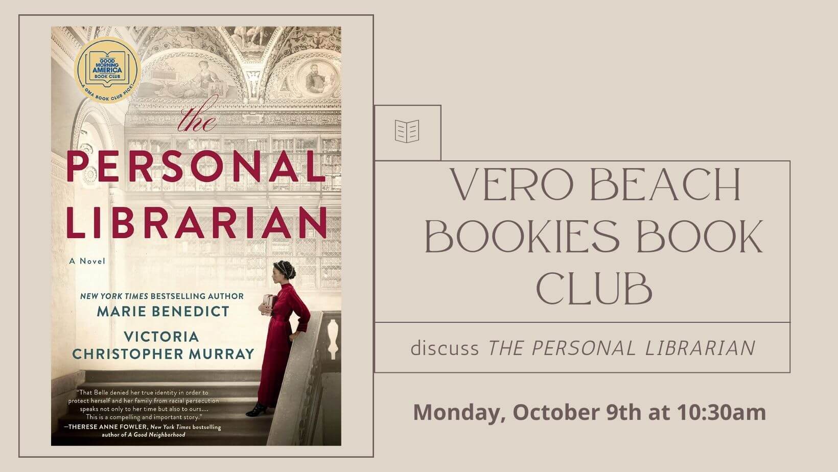 Vero Beach Book Club discusses The Personal Librarian
